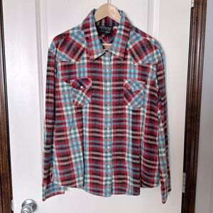 Plaid Button Down Shirt - Red and Blue
